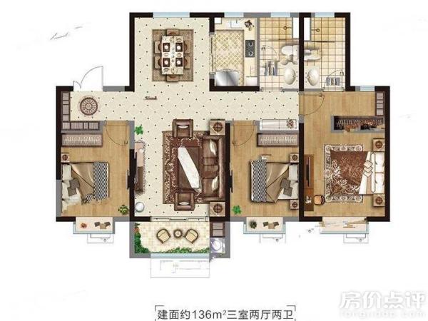 户型图-三房两厅两卫